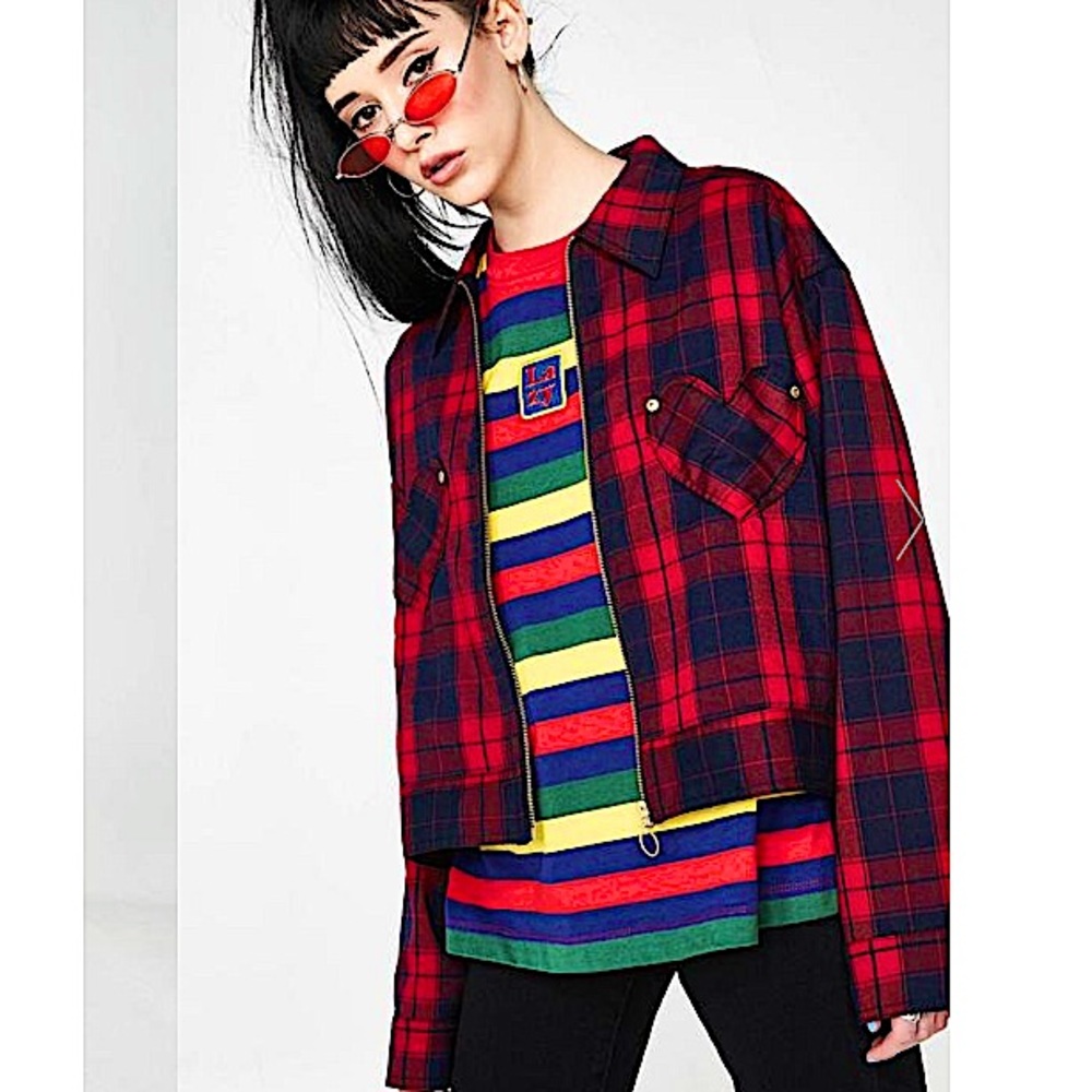 Lazy Oaf Red and Blue Plaid Jacket